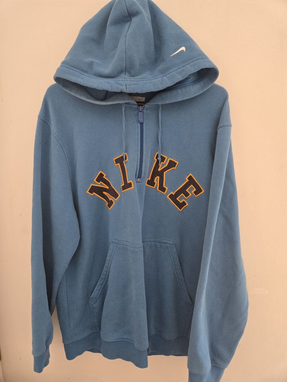 Vintage Y2K Nike 1/4 Zip Hoodie Light Blue Rare L